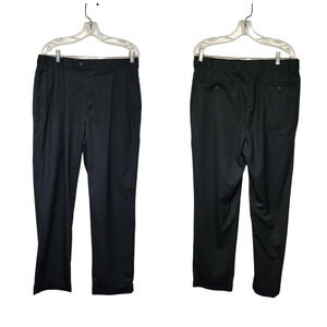 Louis Raphael Rosso Mens Pleated Dress Pants Navy Blue Cuff Hem 34 X 32A